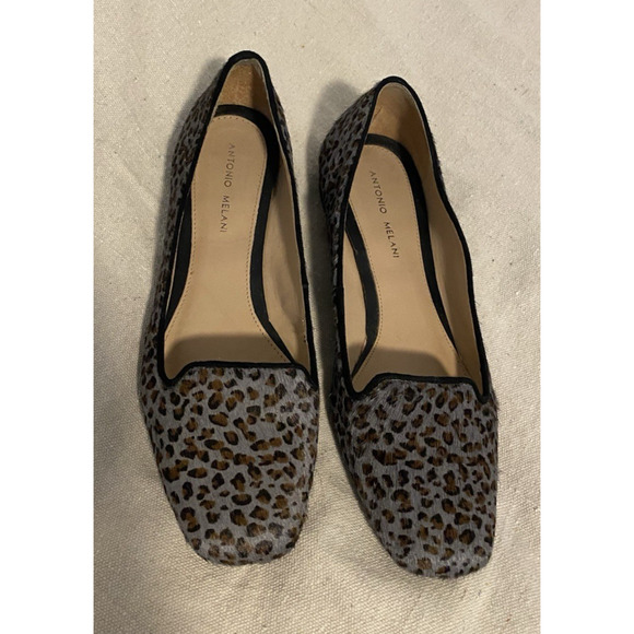 ANTONIO MELANI Graham Bovine Leather LOAFERS Size 9M Mob Wife Leopard FLAT SHOES - Picture 2 of 9